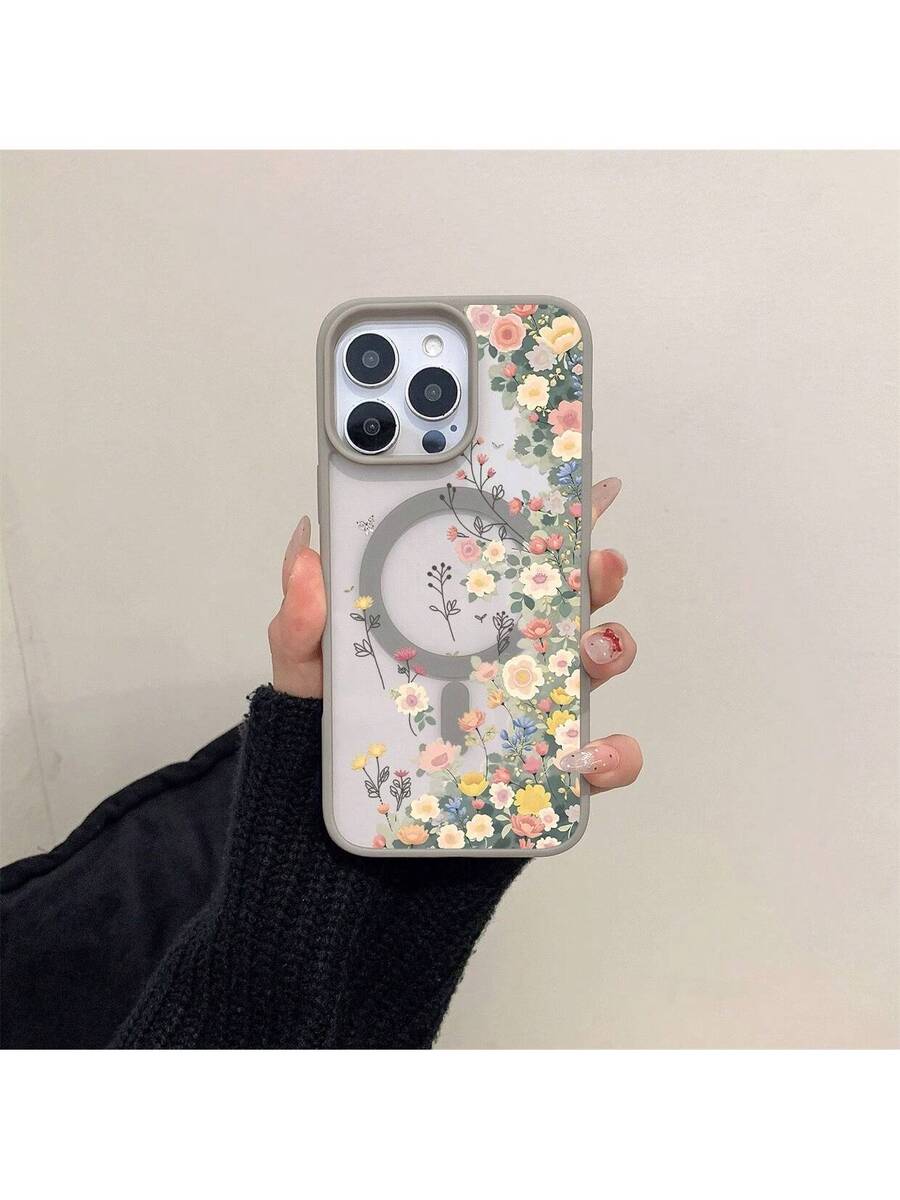 Apple iPhone 11–17 Magnet-Handyhülle, transparent, buntes Blumenmuster