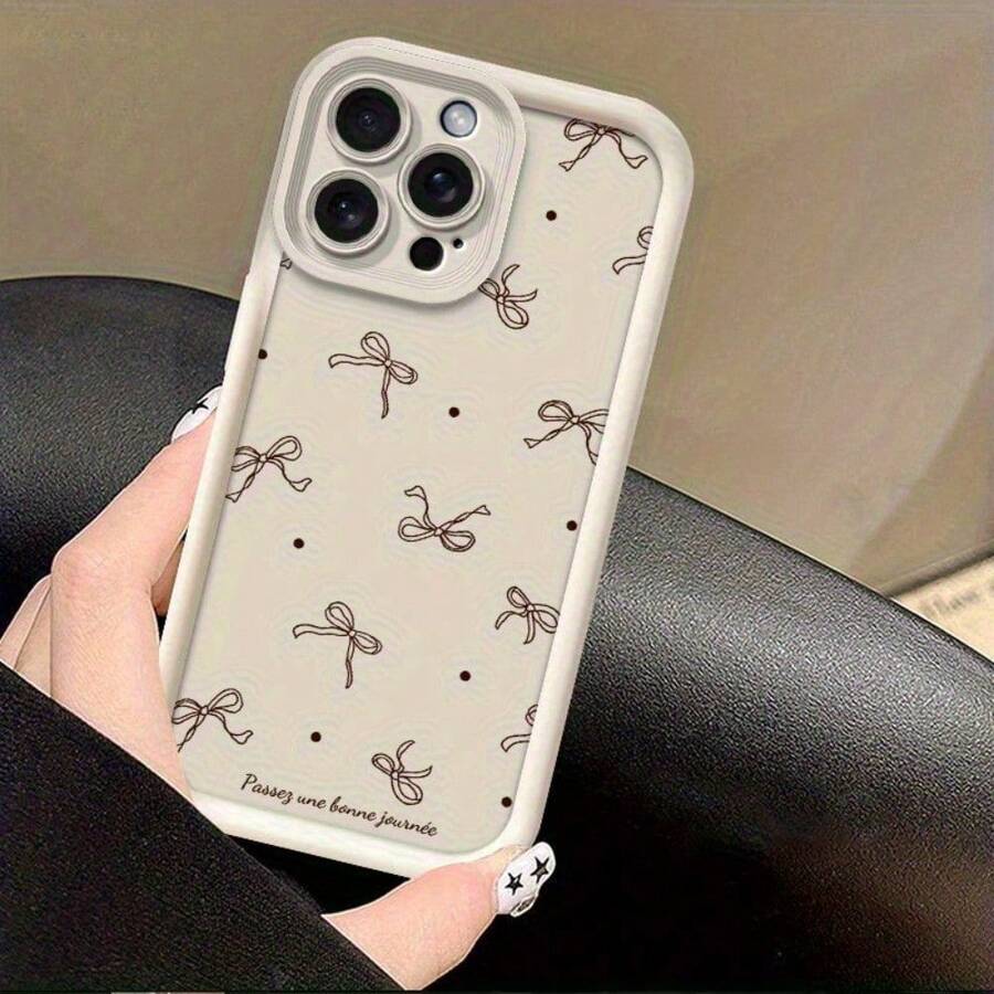 Apple iPhone  Handyhülle, hellbraun, Schleifenmotiv