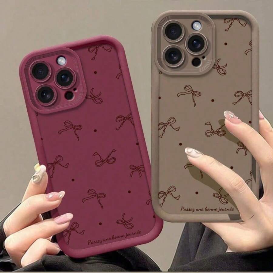 Apple iPhone  Handyhülle, hellbraun, Schleifenmotiv