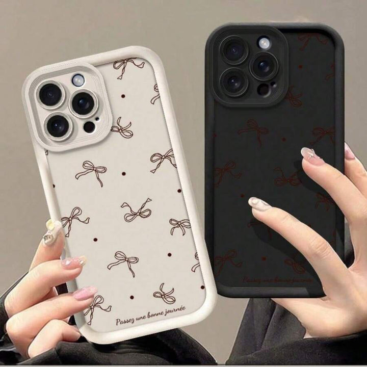 Apple iPhone  Handyhülle, hellbraun, Schleifenmotiv