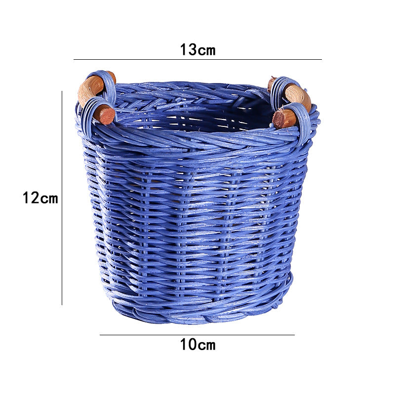 Unisex Handgewebter Aufbewahrungskorb mit Holzgriffen Karnz