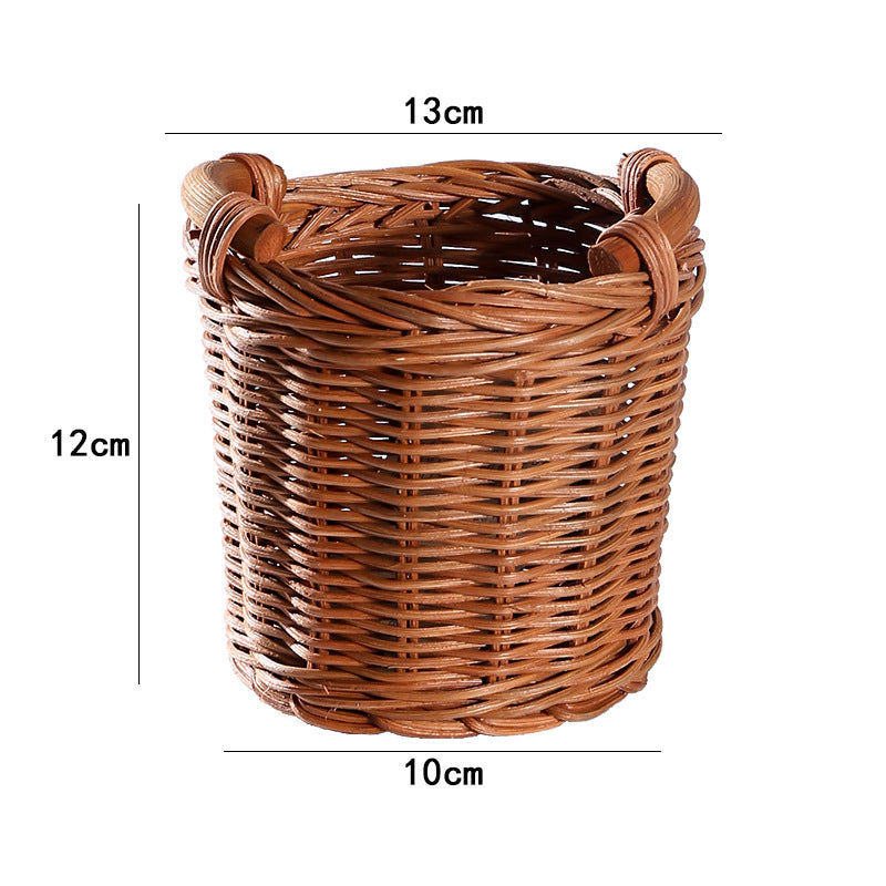 Unisex Handgewebter Aufbewahrungskorb mit Holzgriffen Karnz