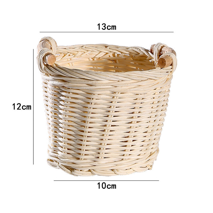 Unisex Handgewebter Aufbewahrungskorb mit Holzgriffen Karnz