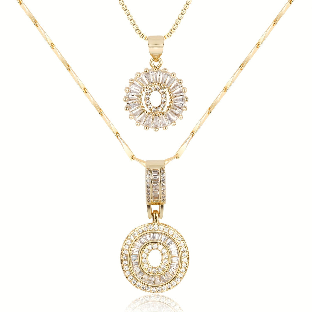 Karnz | 2pc 14k Diamant Buchstaben Initialen Halsketten