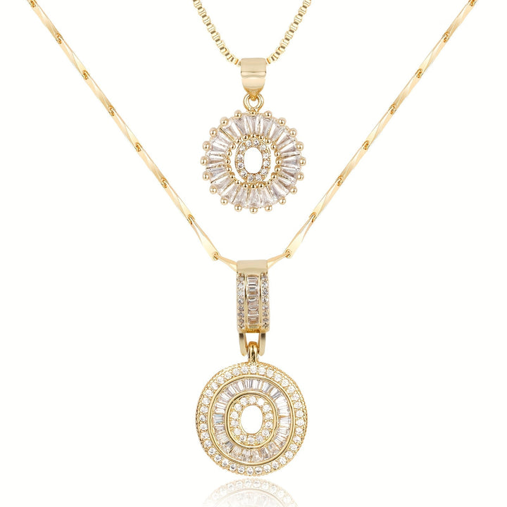 Karnz | 2pc 14k Diamant Buchstaben Initialen Halsketten