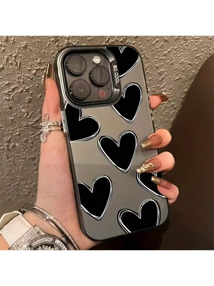 Apple iPhone 11–17 Softcase, schwarzes Herz, Laseroptik, Kameraschutz