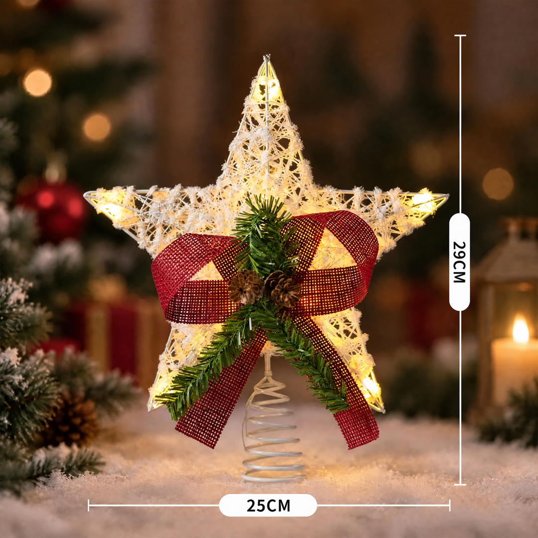 LED-Weihnachtsbaumspitze, Stern aus Eisenkunst