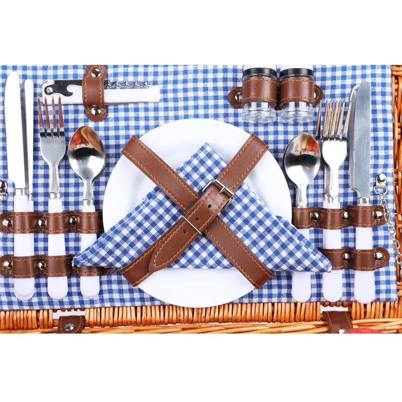 Damen luxuriöser Picknickkorb mit integriertem Geschirrset und isolierbarem Kühlfach Karnz