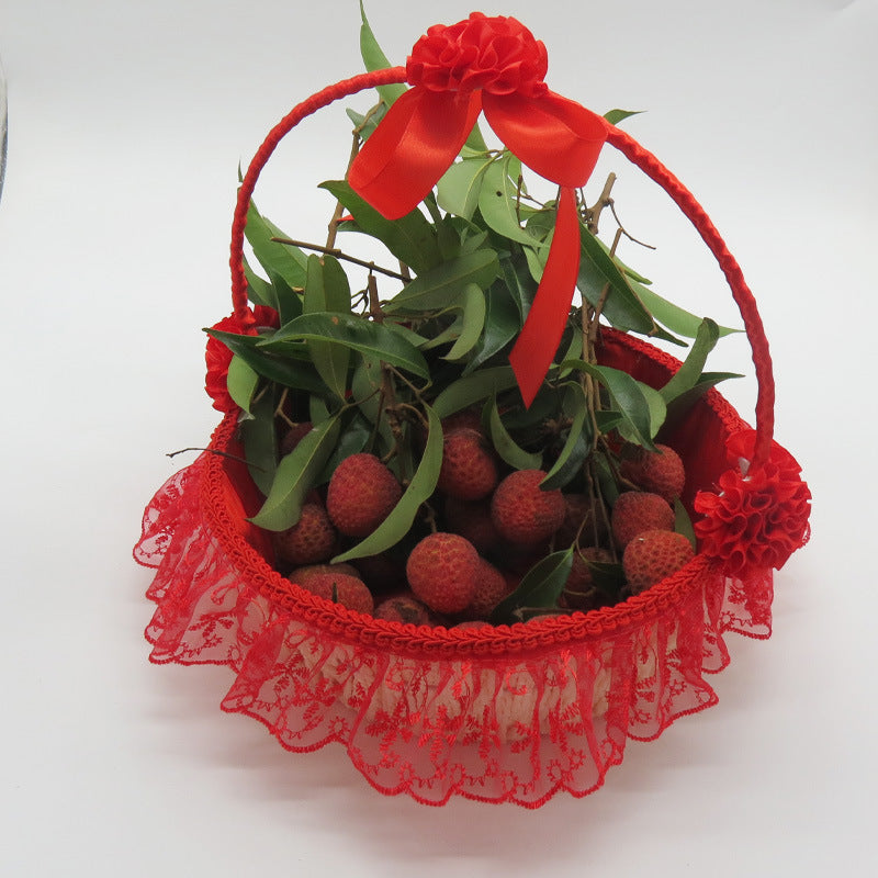 Damen Eleganter Dekorationskorb mit Tüll und Blüten Karnz