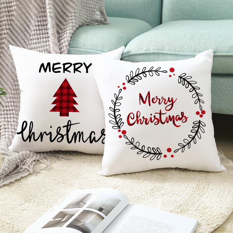 Festliches Weihnachtsbaum-Typografie-Kissenbezug