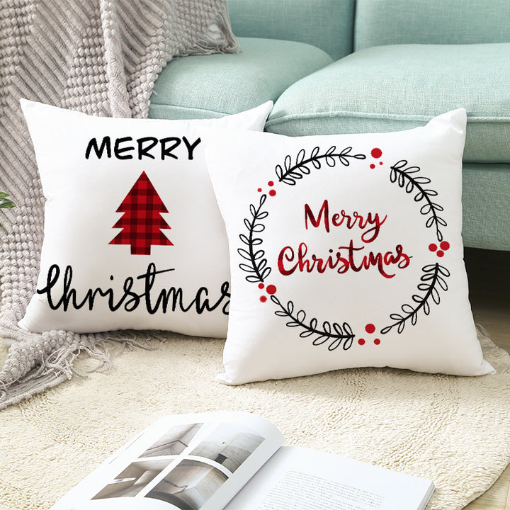 Festliches Weihnachtsbaum-Typografie-Kissenbezug