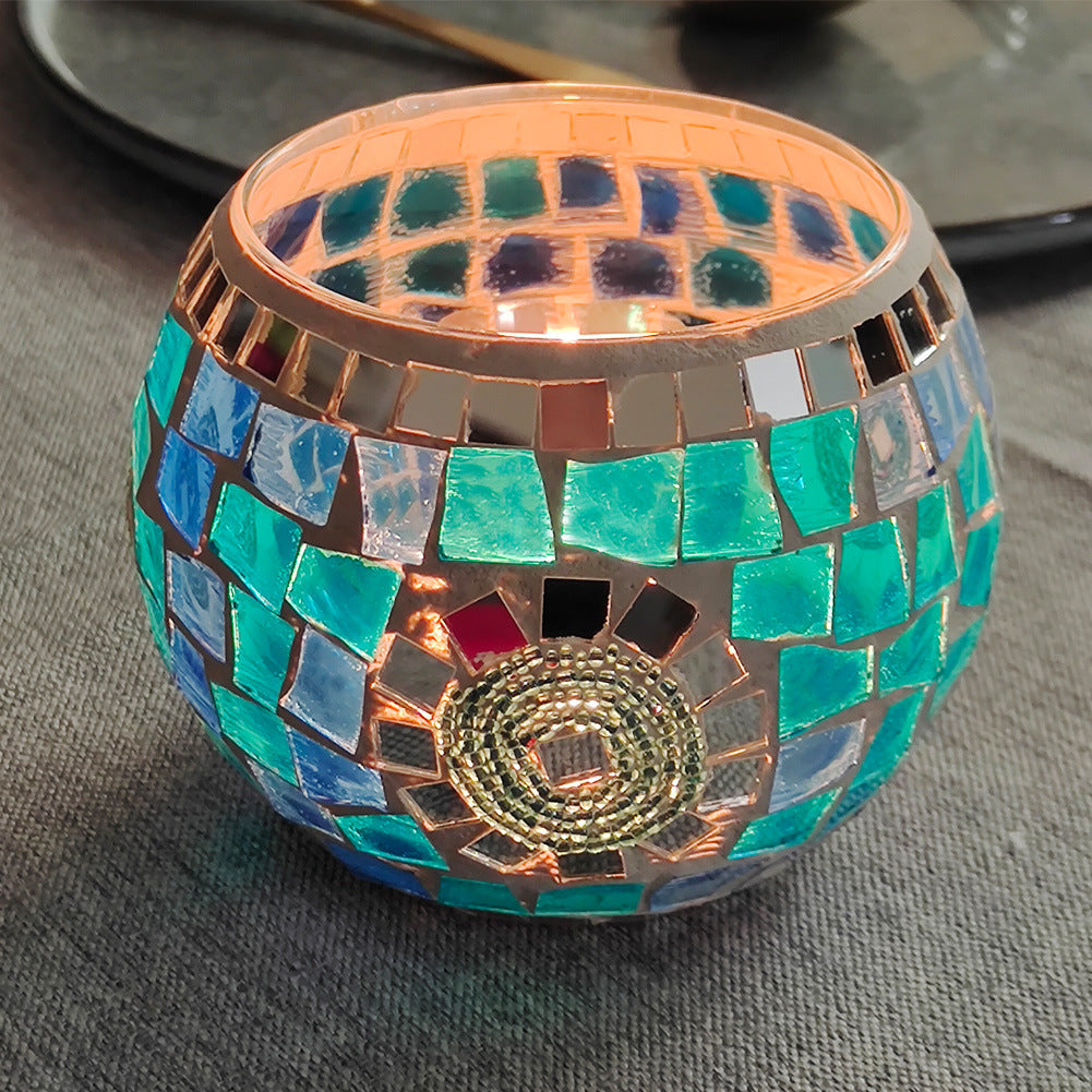 Europäischer Retro Glas Mosaik Teelichthalter