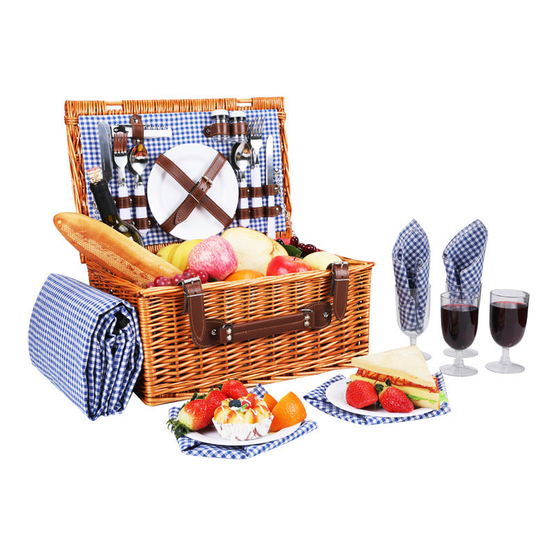 Damen luxuriöser Picknickkorb mit integriertem Geschirrset und isolierbarem Kühlfach Karnz