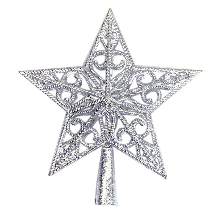 Weihnachtsbaumspitze Stern aus Kunststoff und Draht