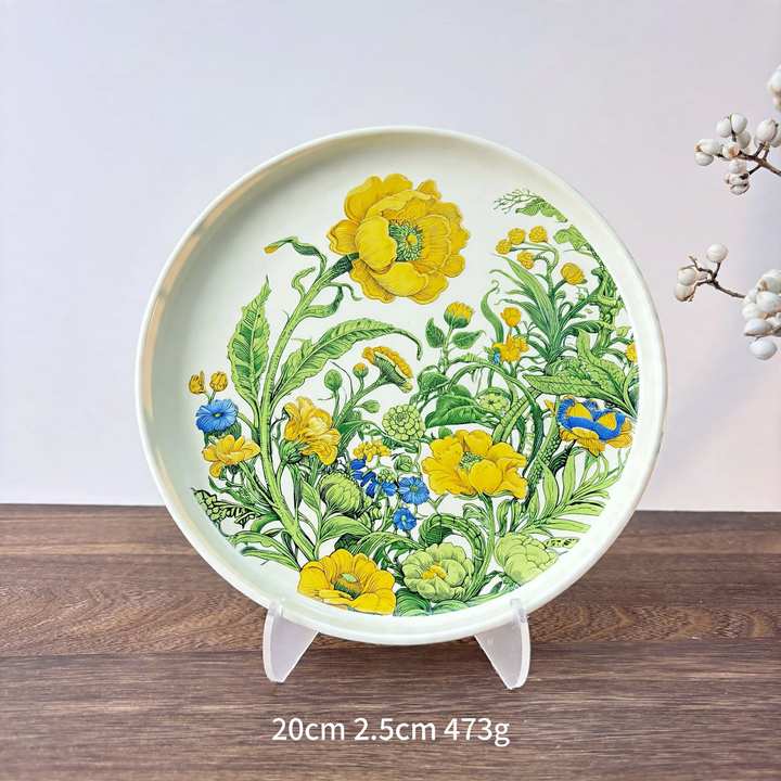 Keramikschale mit Blumenmotiv, 13-14 cm, elegant