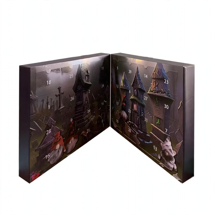 Weihnachts-Adventskalender mit Wichtel-Figuren