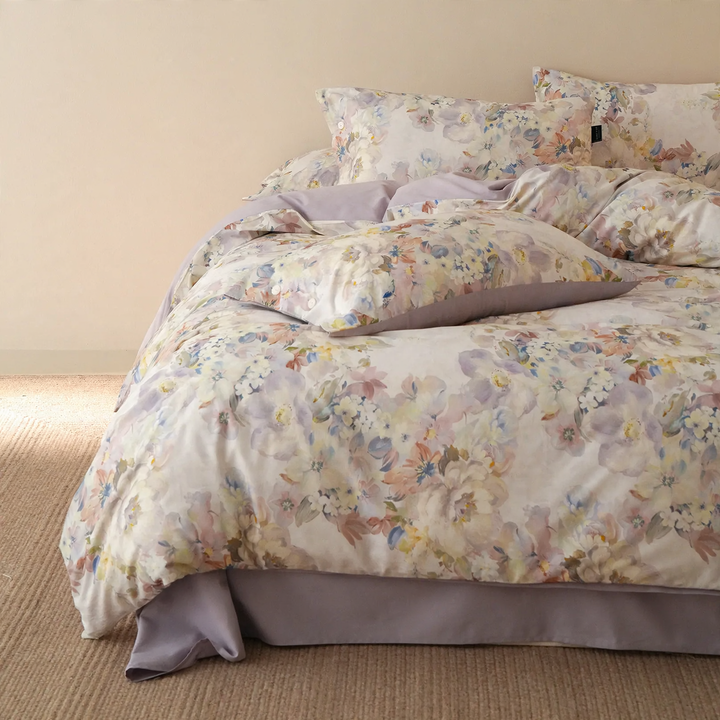Flausch-Bettwäsche-Set, 4-teilig, Herbst/Winter, Blumenmuster