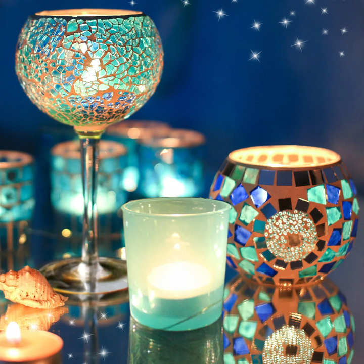 Mosaik-Glas-Kerzenhalter, verschiedene Sets