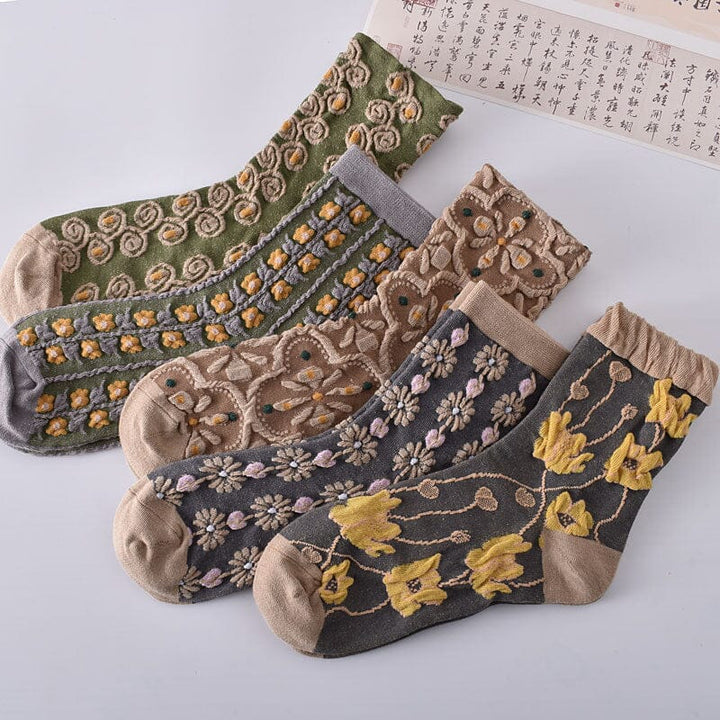 Damen-Baumwollsocken mit Blumenmuster (10 Paar)