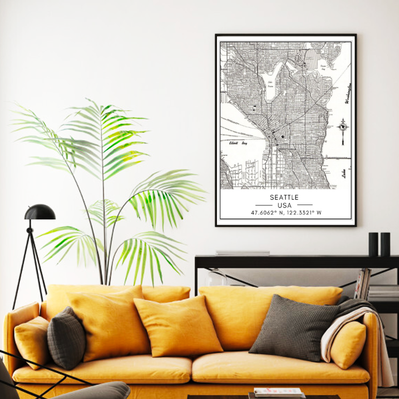 Stadtplan von Seattle – Leinwandbild