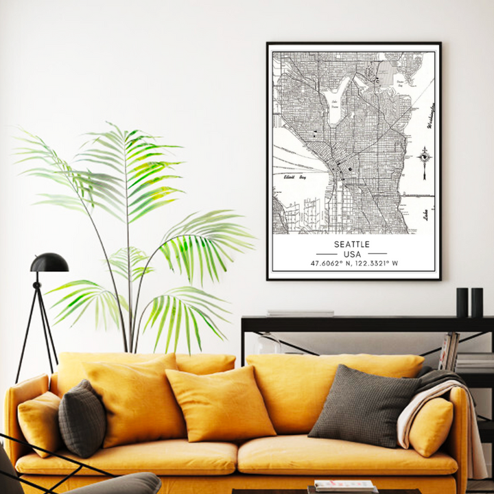 Stadtplan von Seattle – Leinwandbild