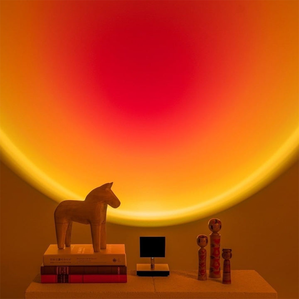 SunsetLuxe - Retro Sonnenuntergang Tischlampe | Warmes LED Umgebungslicht für Schlafzimmer und Wohnzimmer | Karnz