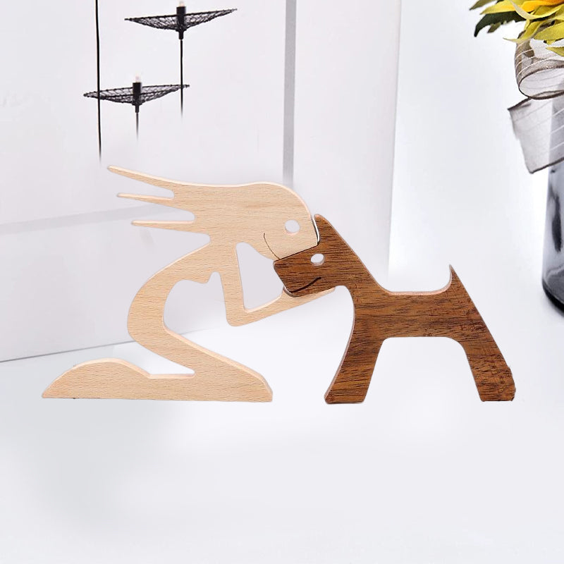 Geschenk Für Tierliebhaber - Holzskulptur Tischornamente - Die Liebe Zwischen Dir Und Deinem Fellfreund | Karnz