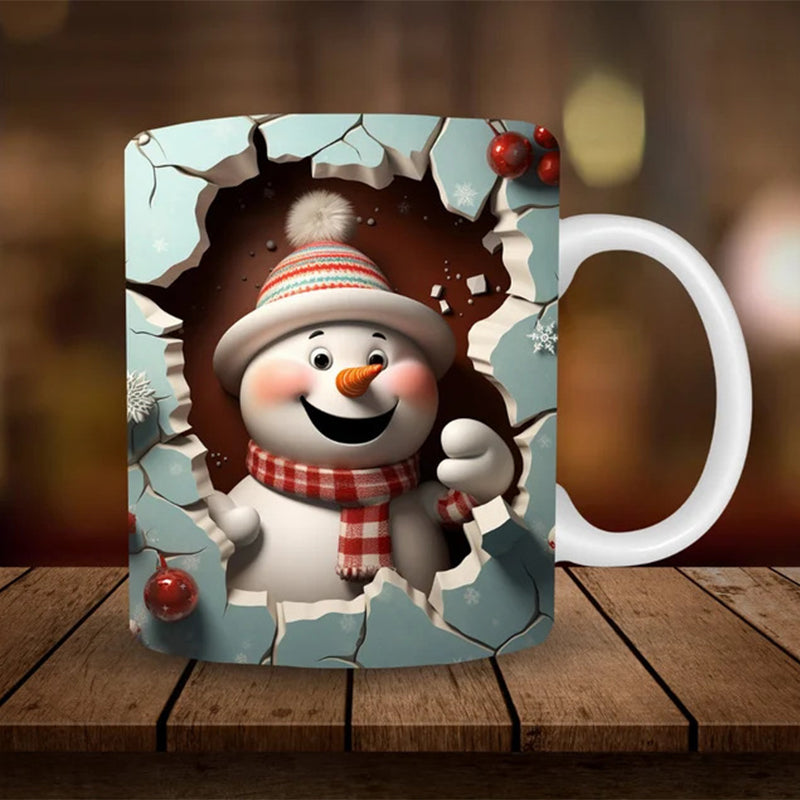 3D Schneemann Keramiktasse - Lustiges Weihnachtsgeschenk | Karnz