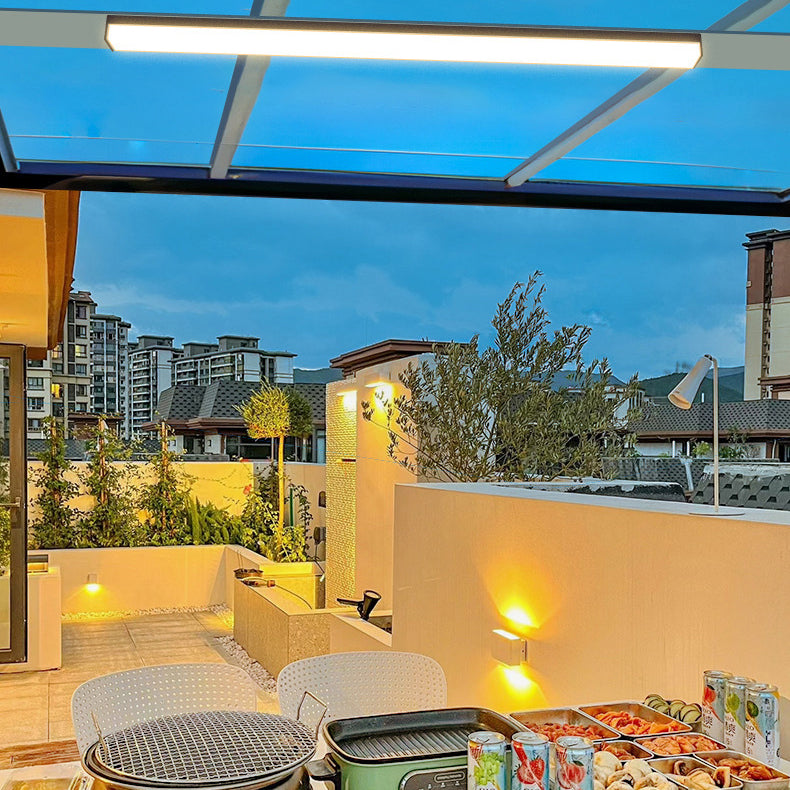 Moderner Minimalistischer Langer Rechteckiger Aluminium PC LED Einbau-Deckenleuchte Für Außenpatio | Karnz