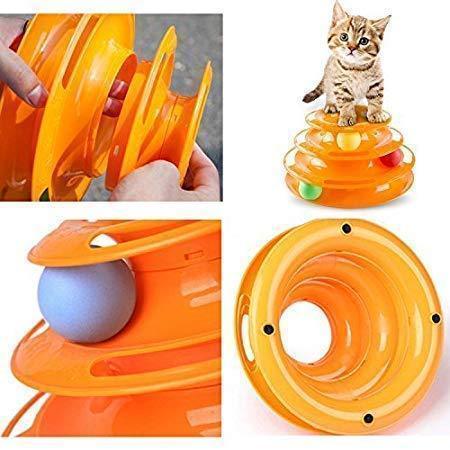 Drei-Lagen Bunter Katzen-Tracks-Turm Spielzeug | Karnz
