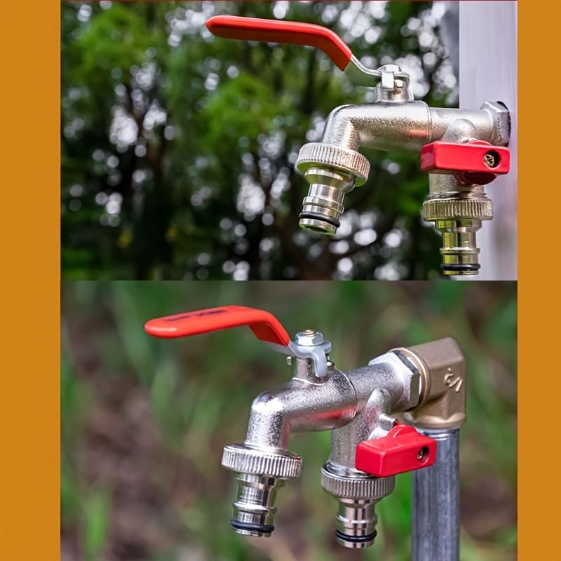 Karnz | Dual-Outlet Edelstahl Garten Wasserhahn – Rostfreier 2-Wege Wasserhahn mit Schnellanschluss & unabhängigen Ventilen