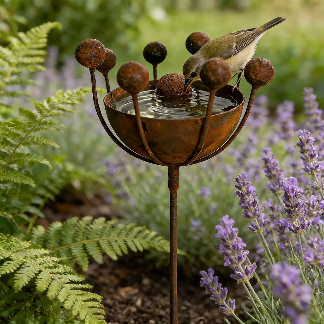 Dekorative Vogeltränke aus Metall mit Perlen-Design