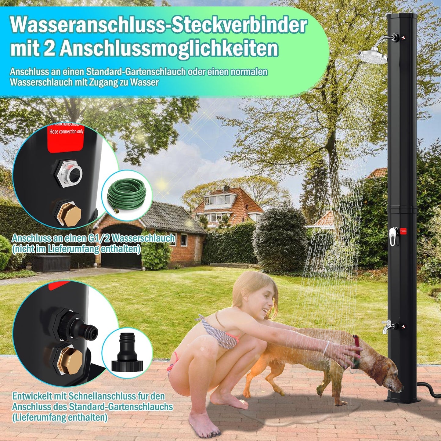 Solardusche 35L Gartendusche Inkl. Schutzhaube | Karnz