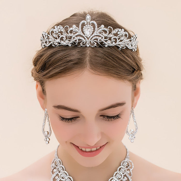 Damen Funkelnde Kristall-Tiara mit filigranem Design Karnz