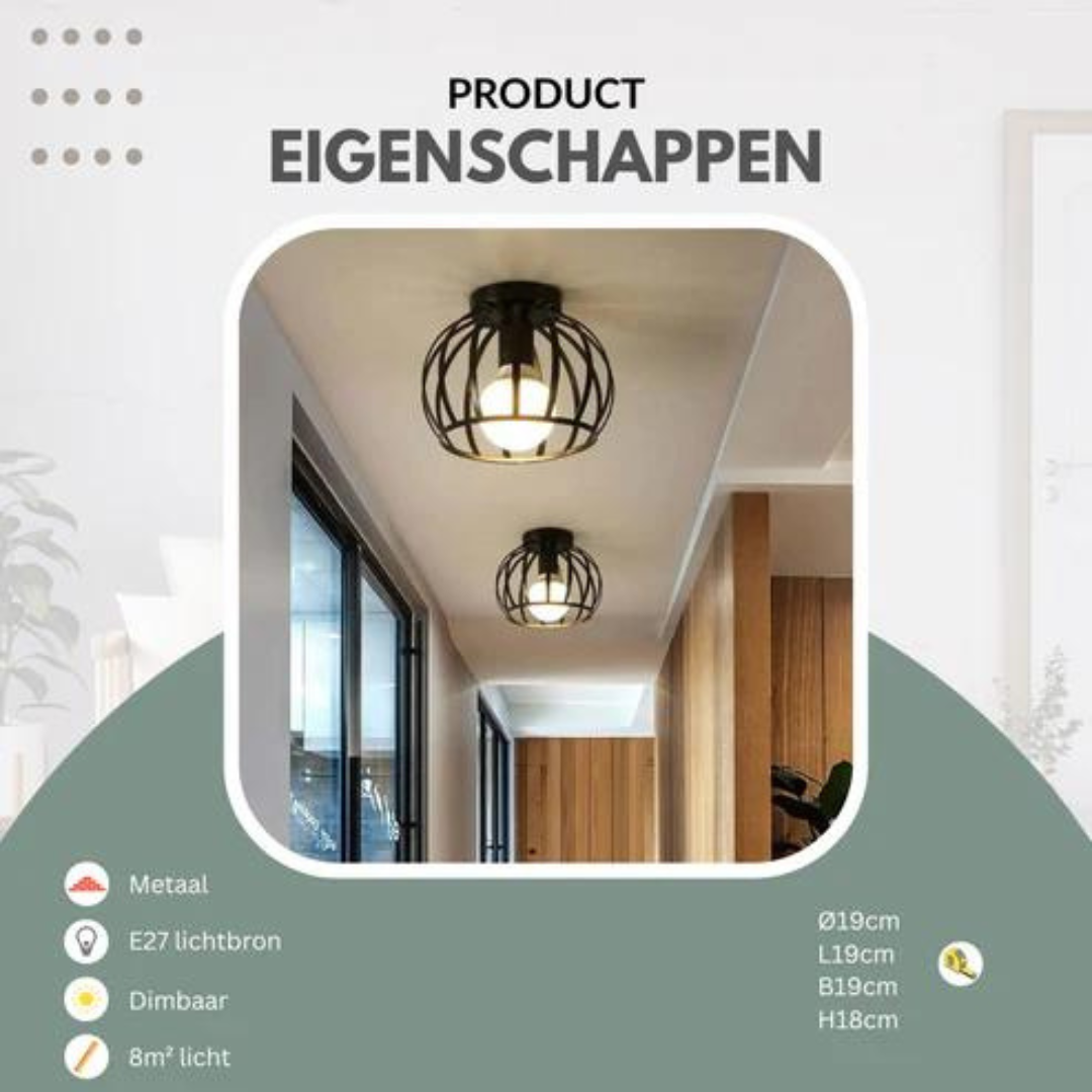 Trendige industrielle Deckenleuchte mit offenem Design - ForgeLight | Karnz
