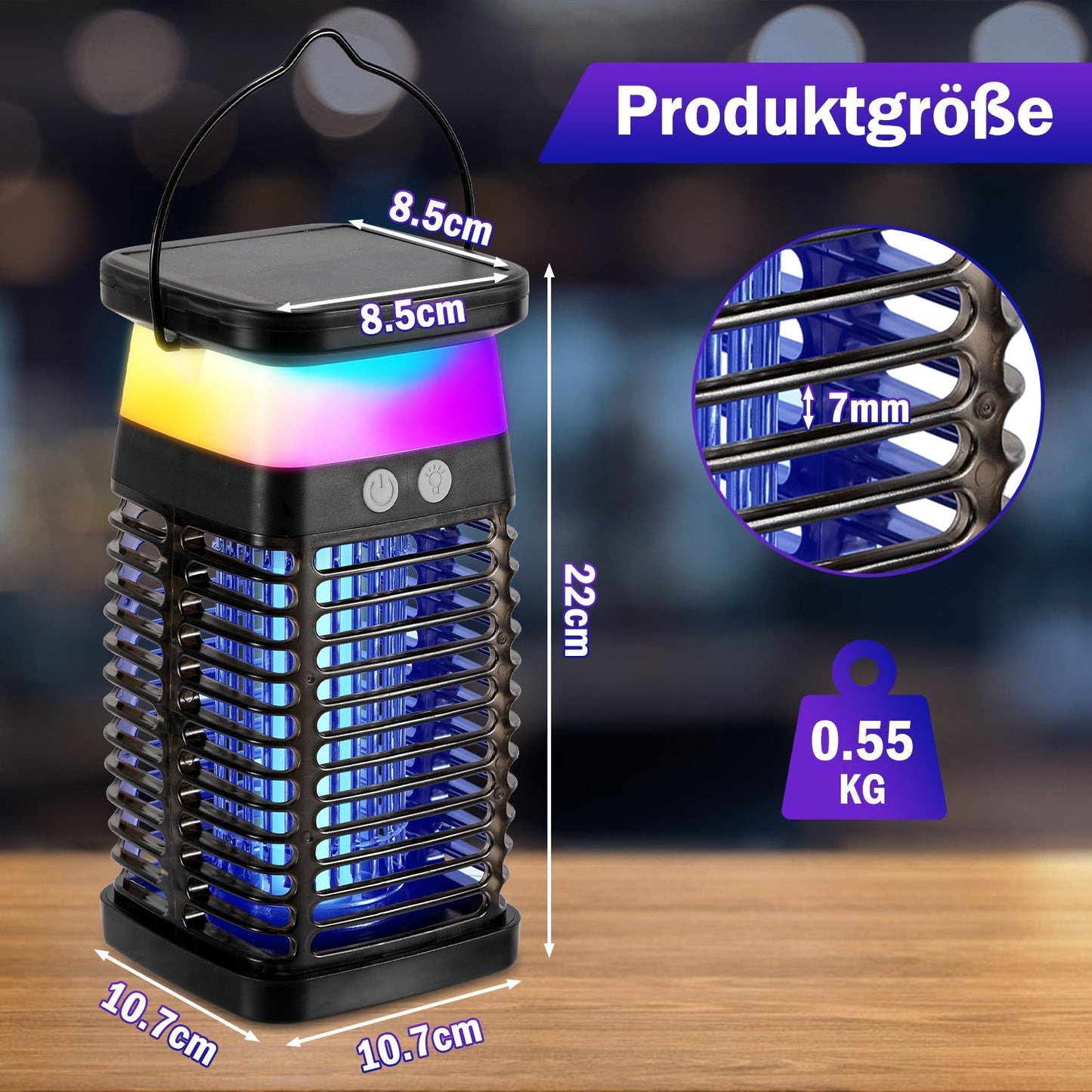 Solar Mückenabwehr-Lampe UV-Licht Mückenlampe RGB | Karnz