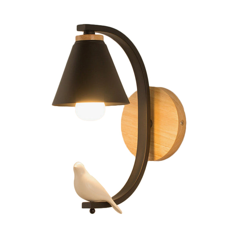 Karnz | Nordic Style Kegelförmige Wandlampe mit Vogel 1 Kopf Metall Wandleuchte für Schlafzimmer Flur