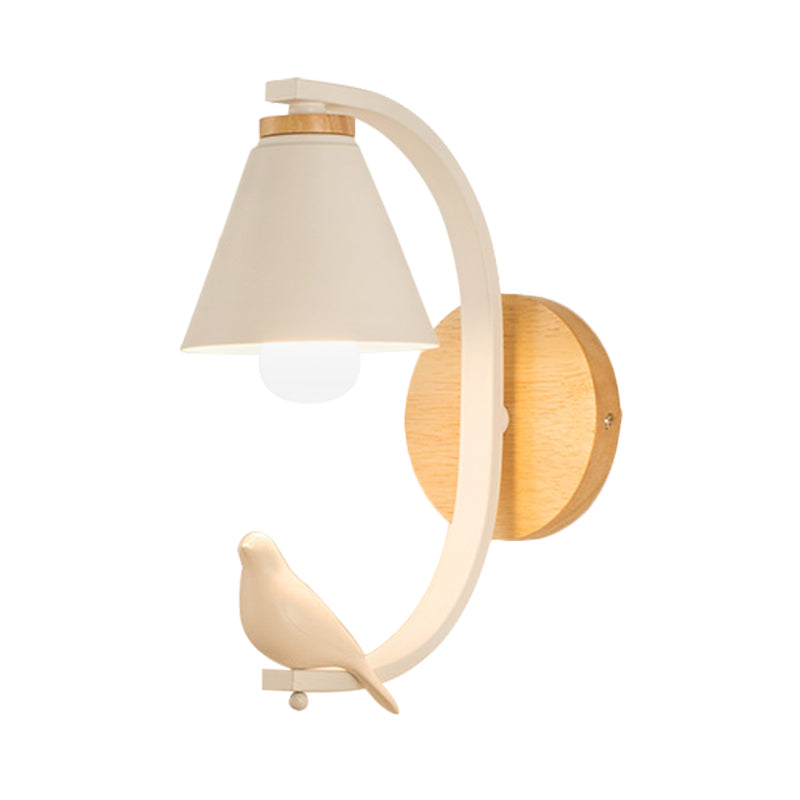 Karnz | Nordic Style Kegelförmige Wandlampe mit Vogel 1 Kopf Metall Wandleuchte für Schlafzimmer Flur