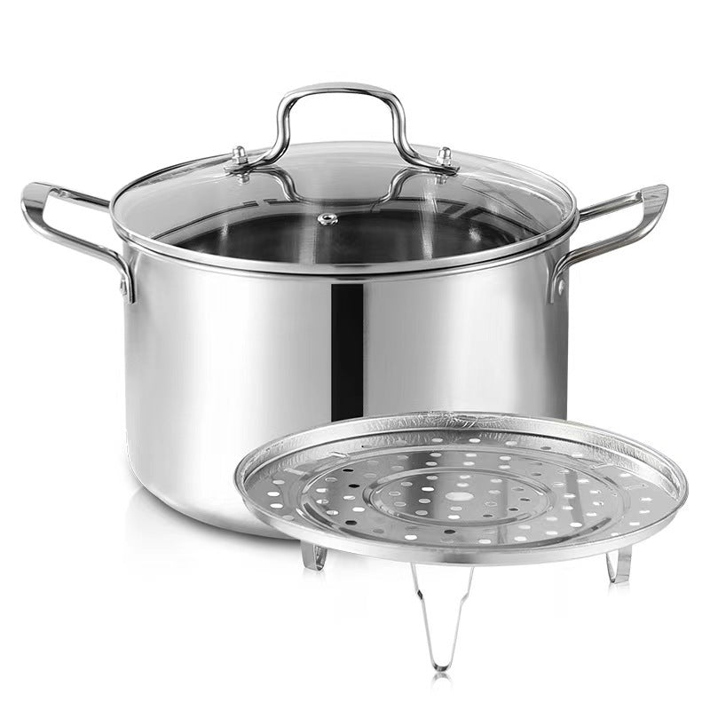 Edelstahl-Suppentopf 24 cm mit Glasdeckel