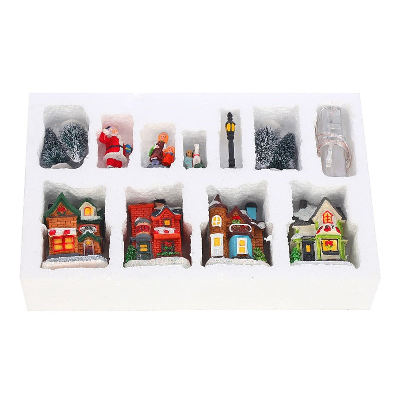 LED-beleuchtetes Weihnachts-Dorfhaus, 10-teiliges Set
