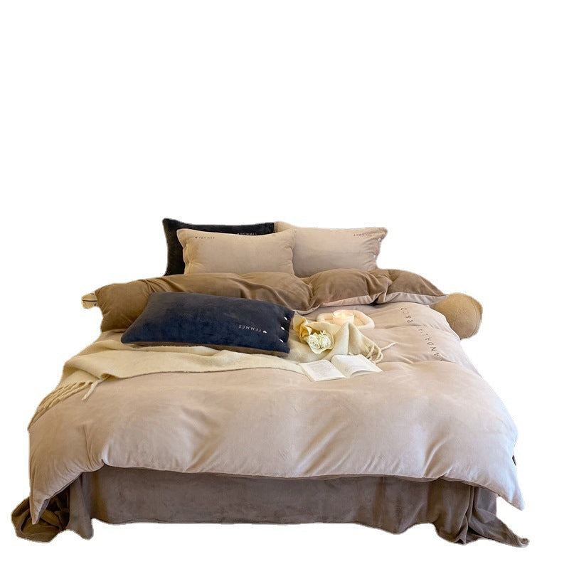 Winter-Bettwäsche-Set aus Milchfaser-Fleece, einfarbig