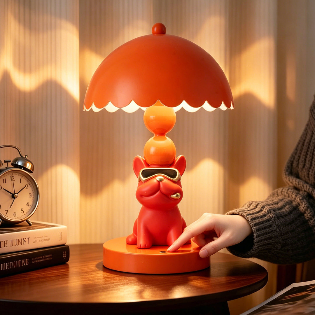 Französische Bulldogge Tischlampe, ABS, Touchbedienung
