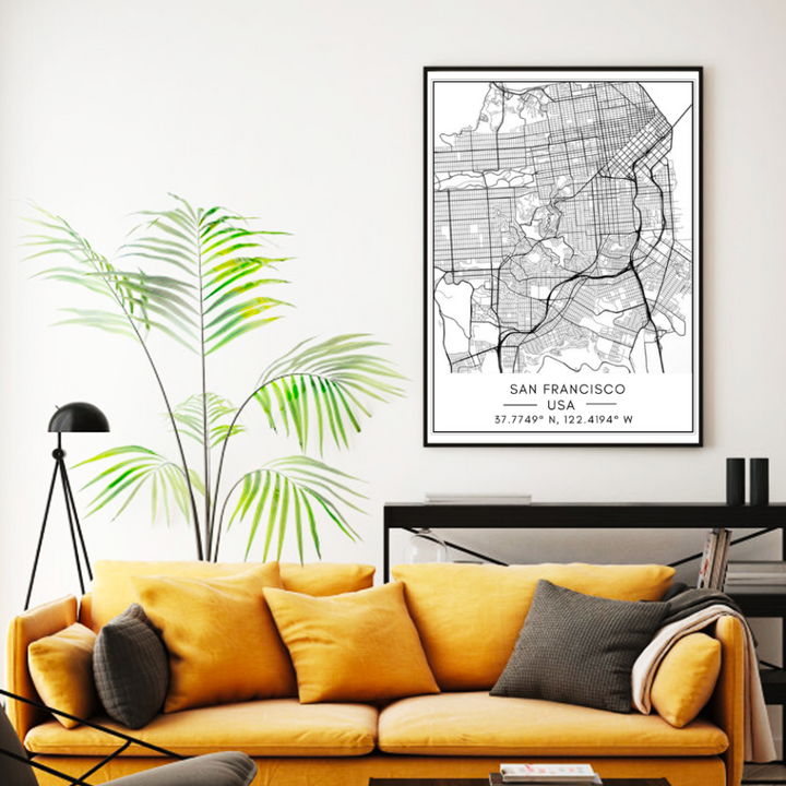 Stadtplan von San Francisco – Leinwandbild