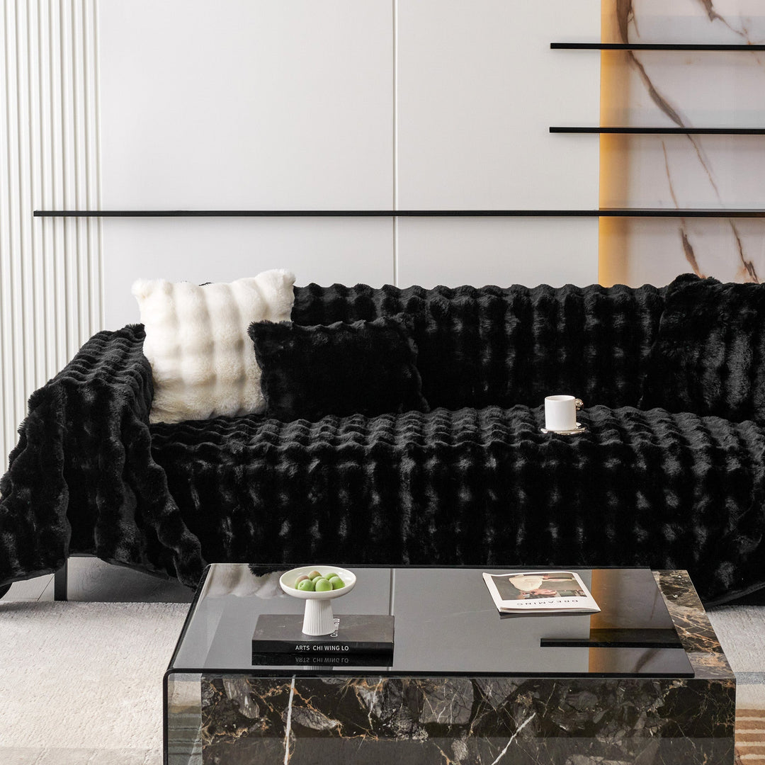Luxe Ripple Faux Fur Sofa Cover - Modern, Stylisch & Langlebig Sofa Schutz | Karnz