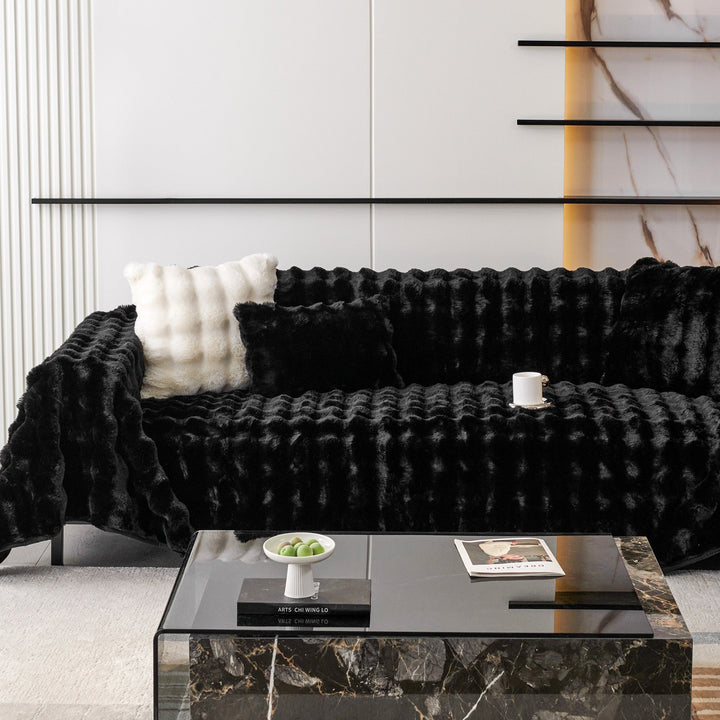 Luxe Ripple Faux Fur Sofa Cover - Modern, Stylisch & Langlebig Sofa Schutz | Karnz