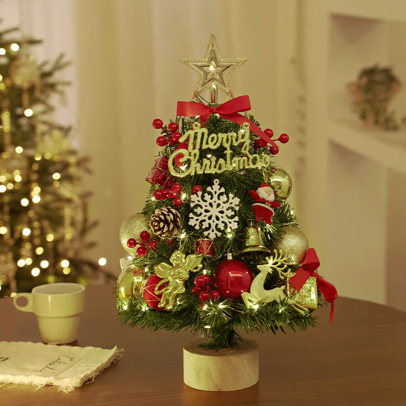 Beflockter Mini-Weihnachtsbaum mit Holzsockel, 45-60 cm