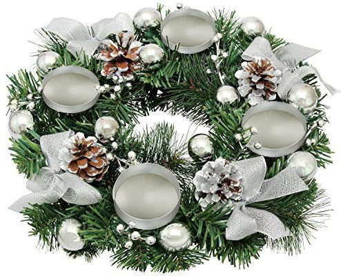 Weihnachtskranz mit Kerzenhalter und Schleife
