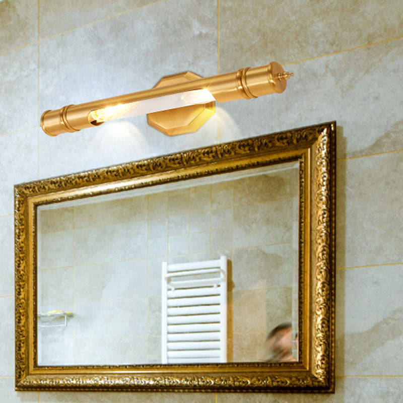 Messing-Poll Wandmontierte Vanity-Leuchte Retro Metall 14"/18" Breite 2 Glühbirnen Badezimmer Wandleuchte Beleuchtung | Karnz