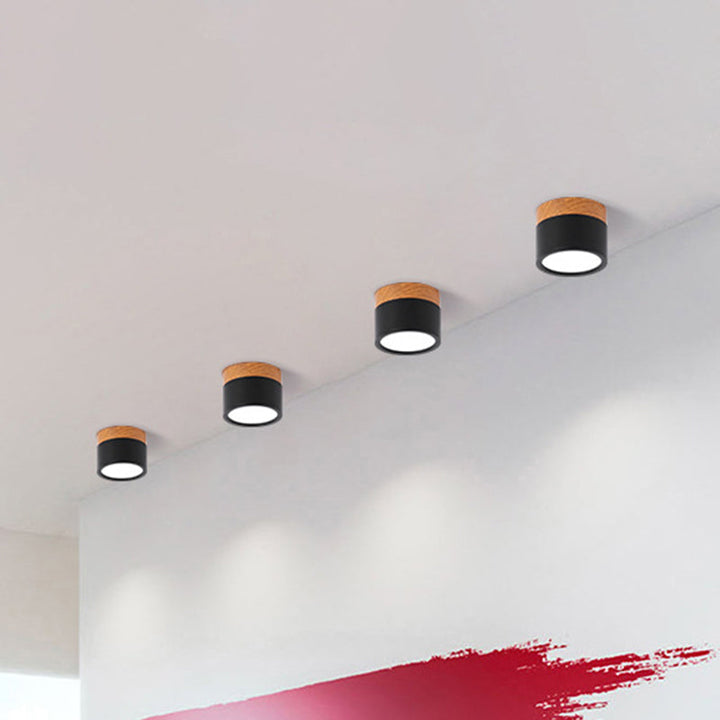 Moderne Macaron Deckenlampe – Kompakte Metall/Holz Deckenleuchte für Küche und Bar in Gelb, Karnzau und Schwarz | Karnz