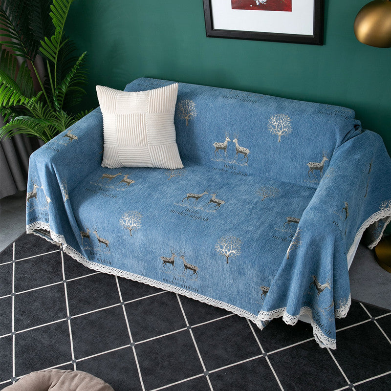 Decorative knitted sofa throw rug